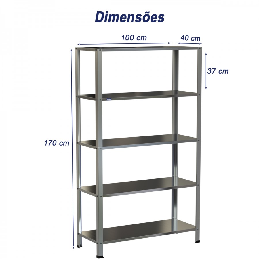 Estante Armário Prateleira Inox 5 Bandejas 400 X 1000 Aisa